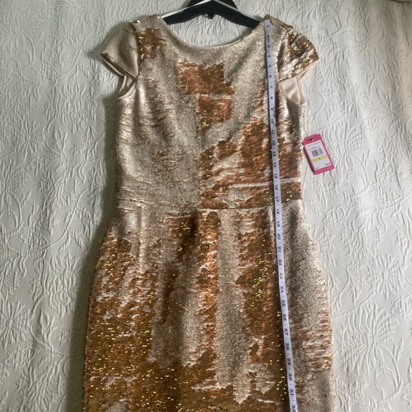 Vince Camuto Gold Sequined Mini Dress, Size 4 - Picture 2 of 10